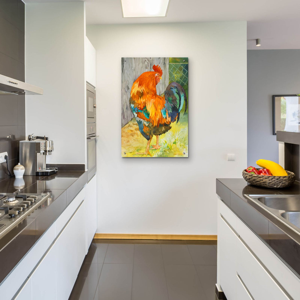 Rooster Pen by Annelein Beukenkamp - 24x36 acrylic wall art in a room
