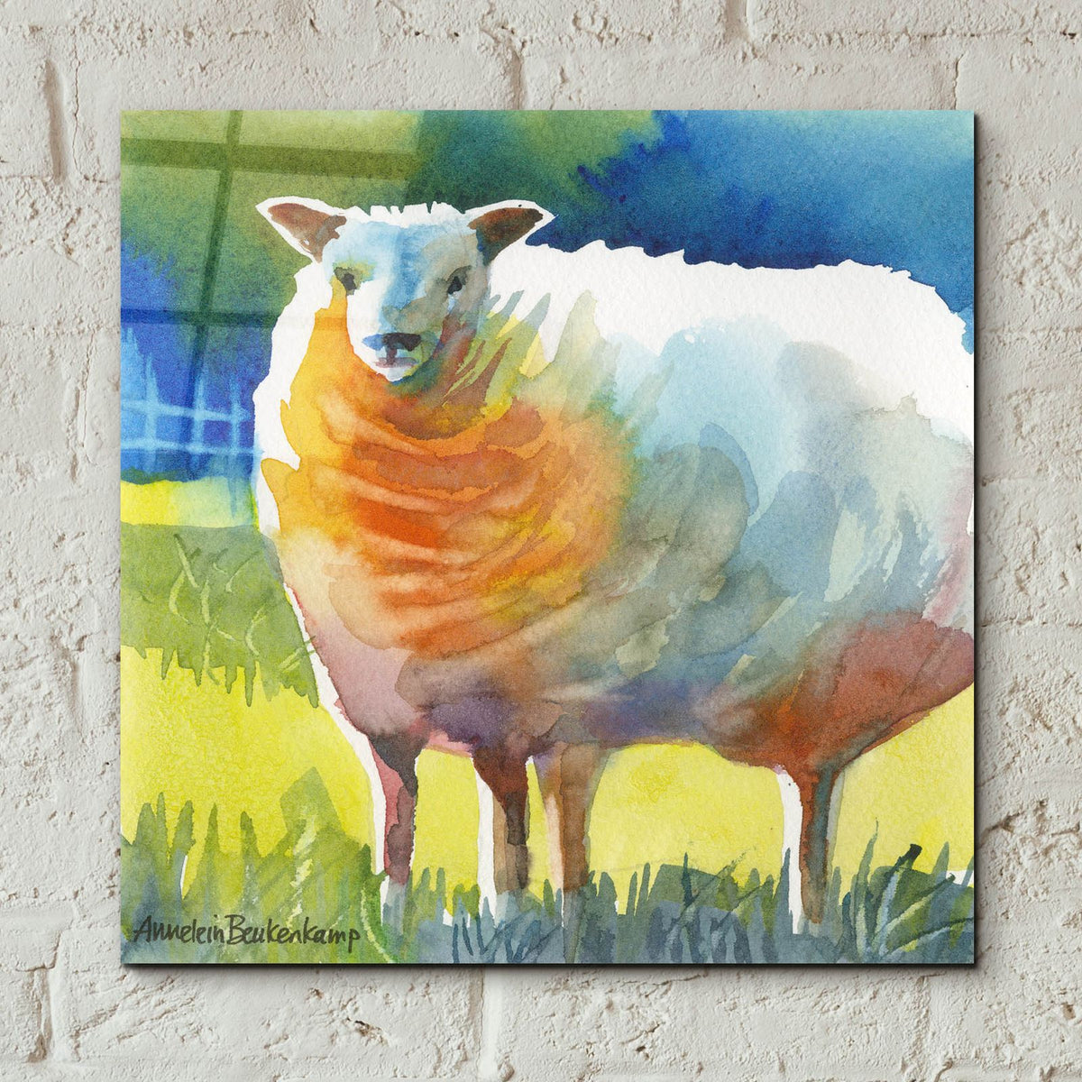 Sheep 2 by Annelein Beukenkamp - 12x12 acrylic wall art in a room