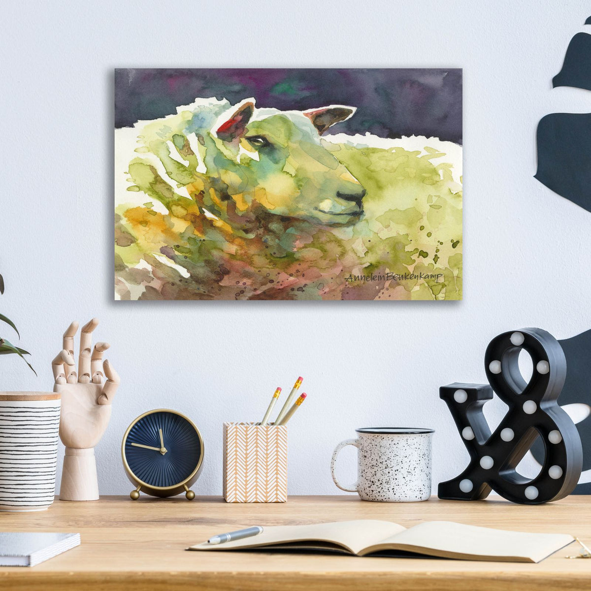Sheep 3 by Annelein Beukenkamp - 16x12 acrylic wall art in a room