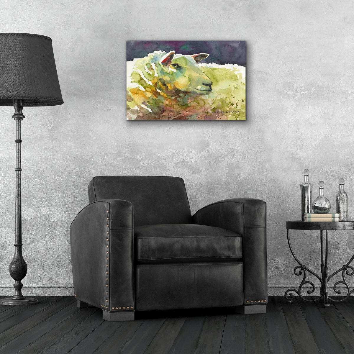 Sheep 3 by Annelein Beukenkamp - 24x16 acrylic wall art in a room