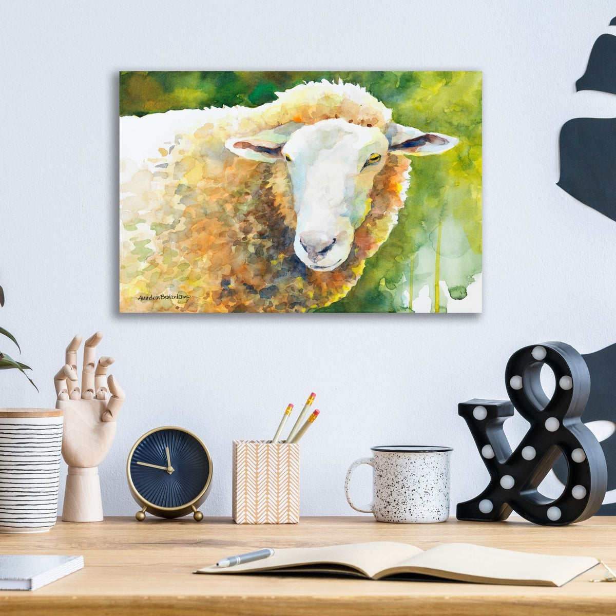 Sheep 4 by Annelein Beukenkamp - 16x12 acrylic wall art in a room