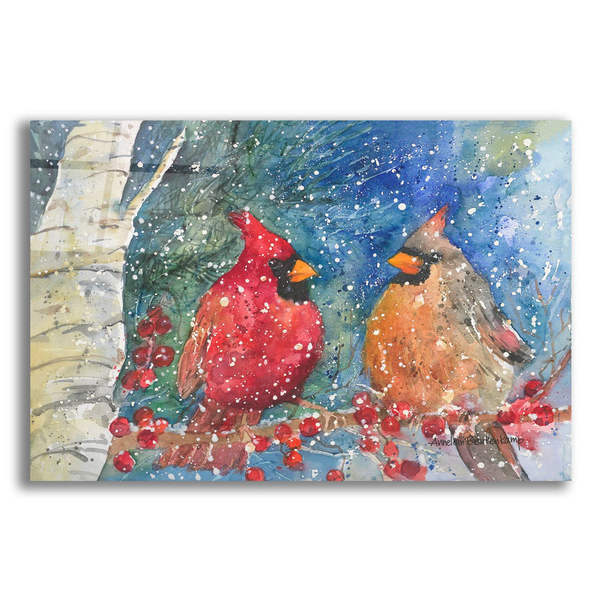 Snow Cardinals by Annelein Beukenkamp acrylic glass wall art