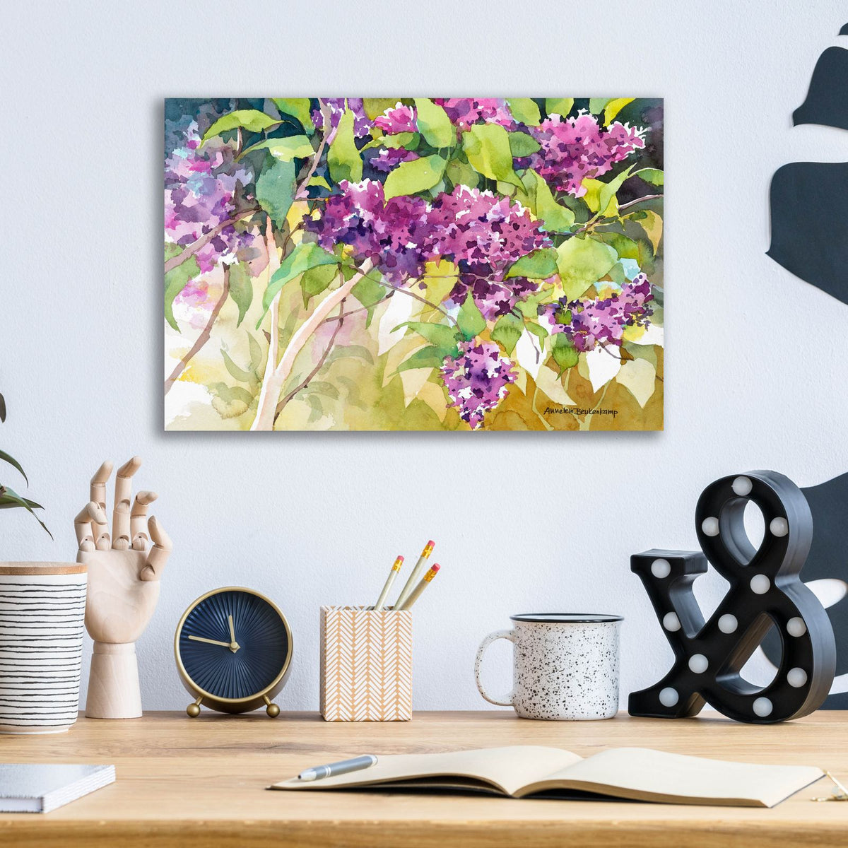 Spring Lilac by Annelein Beukenkamp - 16x12 acrylic wall art in a room