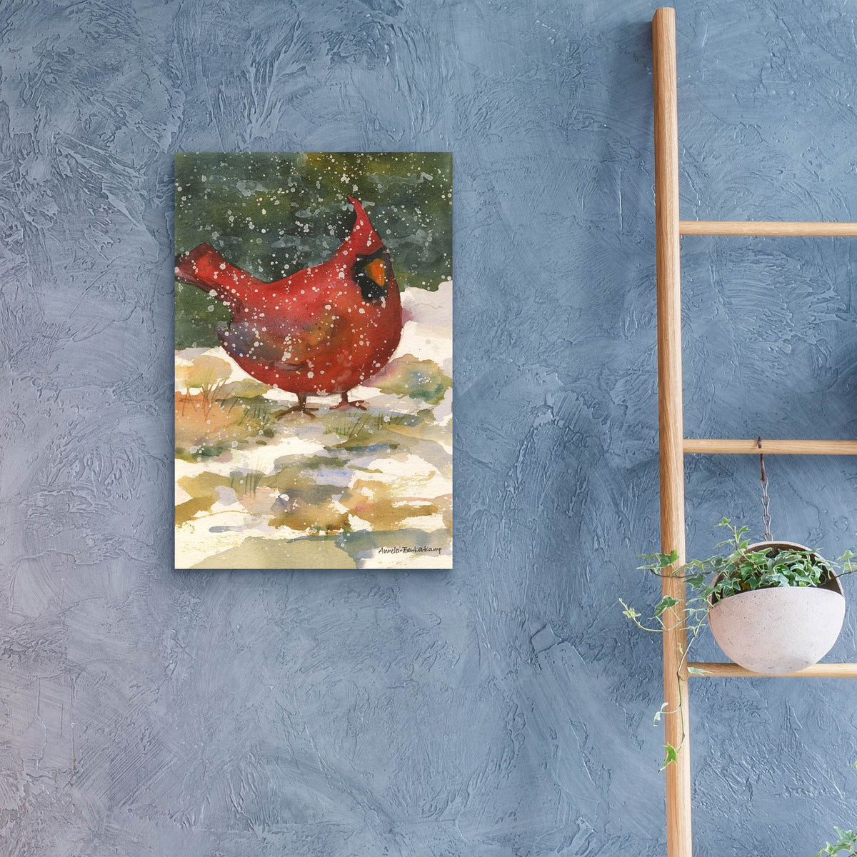 Standing Cardinal by Annelein Beukenkamp - 16x24 acrylic wall art in a room