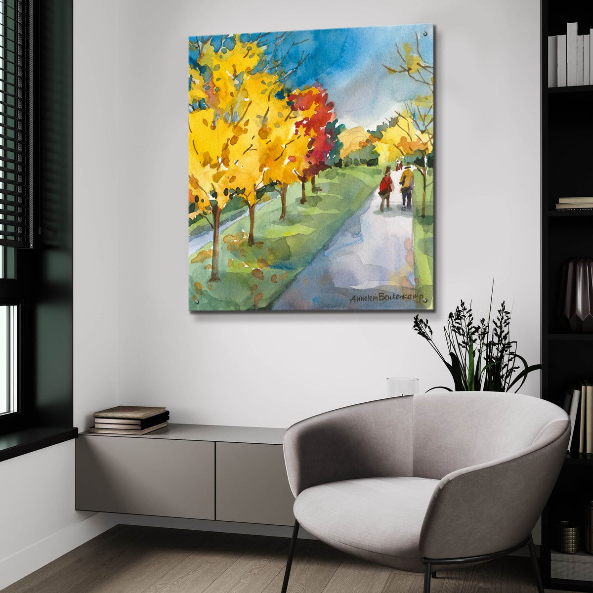 Strolling by Annelein Beukenkamp - 36x36 acrylic wall art in a room