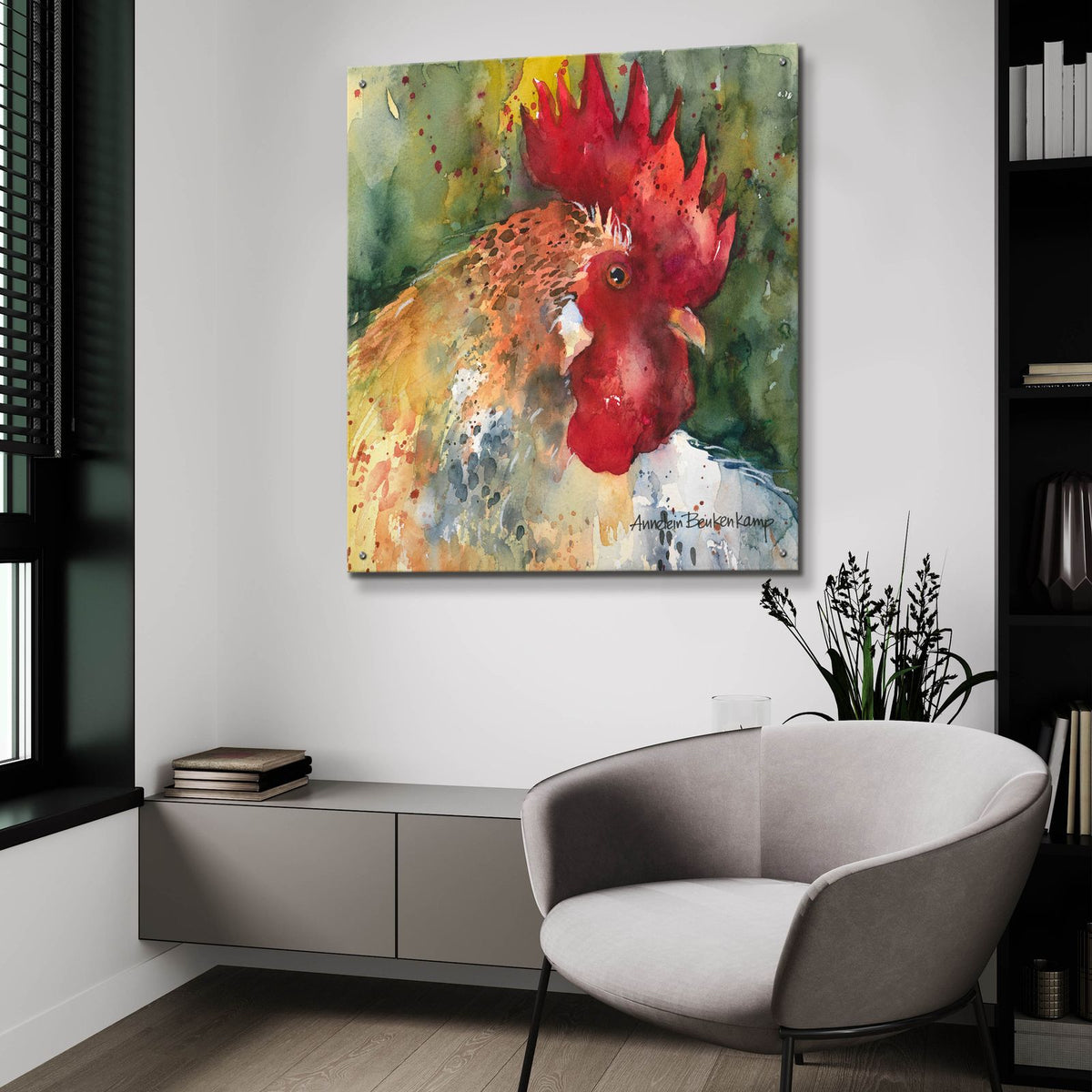 Sunset Silhouette by Annelein Beukenkamp - 36x36 acrylic wall art in a room