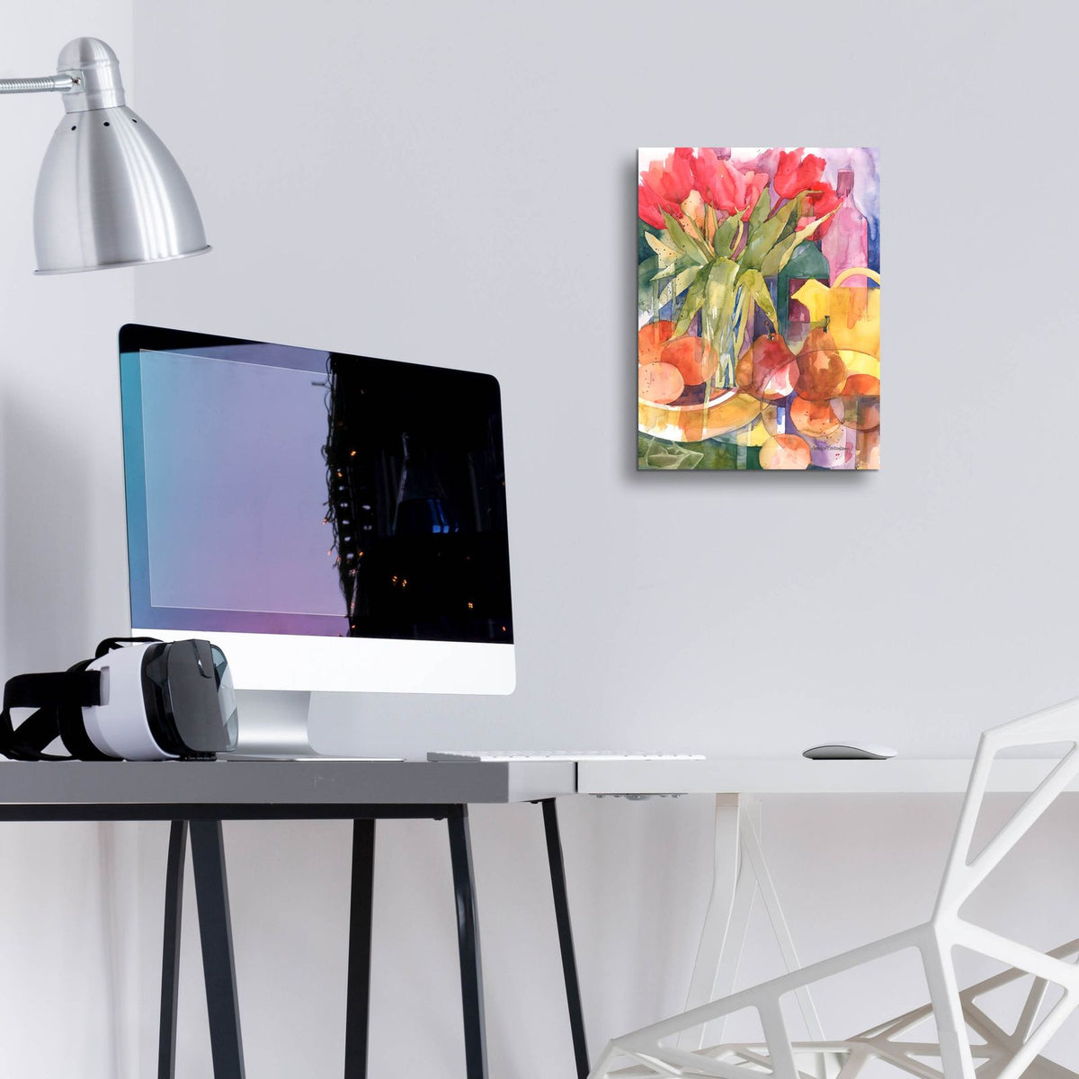 Tabletop Tulips by Annelein Beukenkamp - 12x16 acrylic wall art in a room