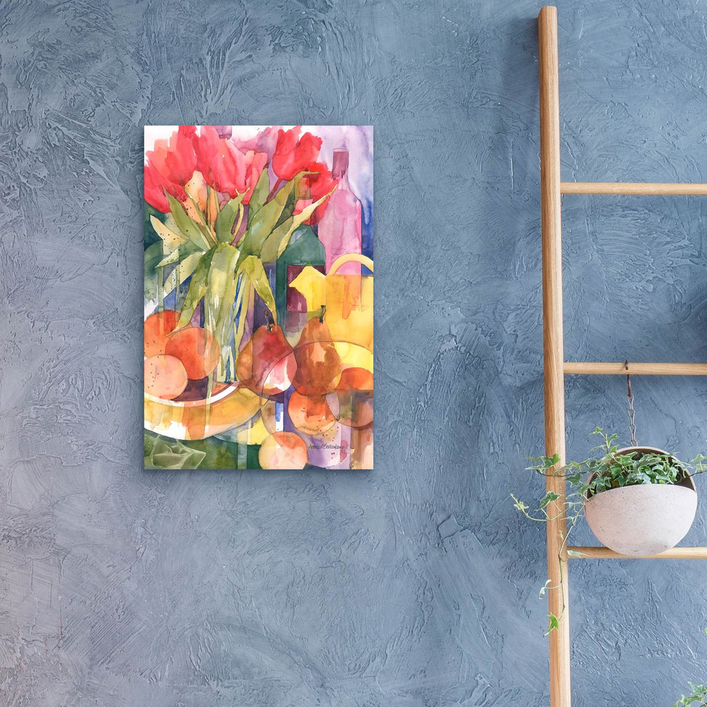 Tabletop Tulips by Annelein Beukenkamp - 16x24 acrylic wall art in a room