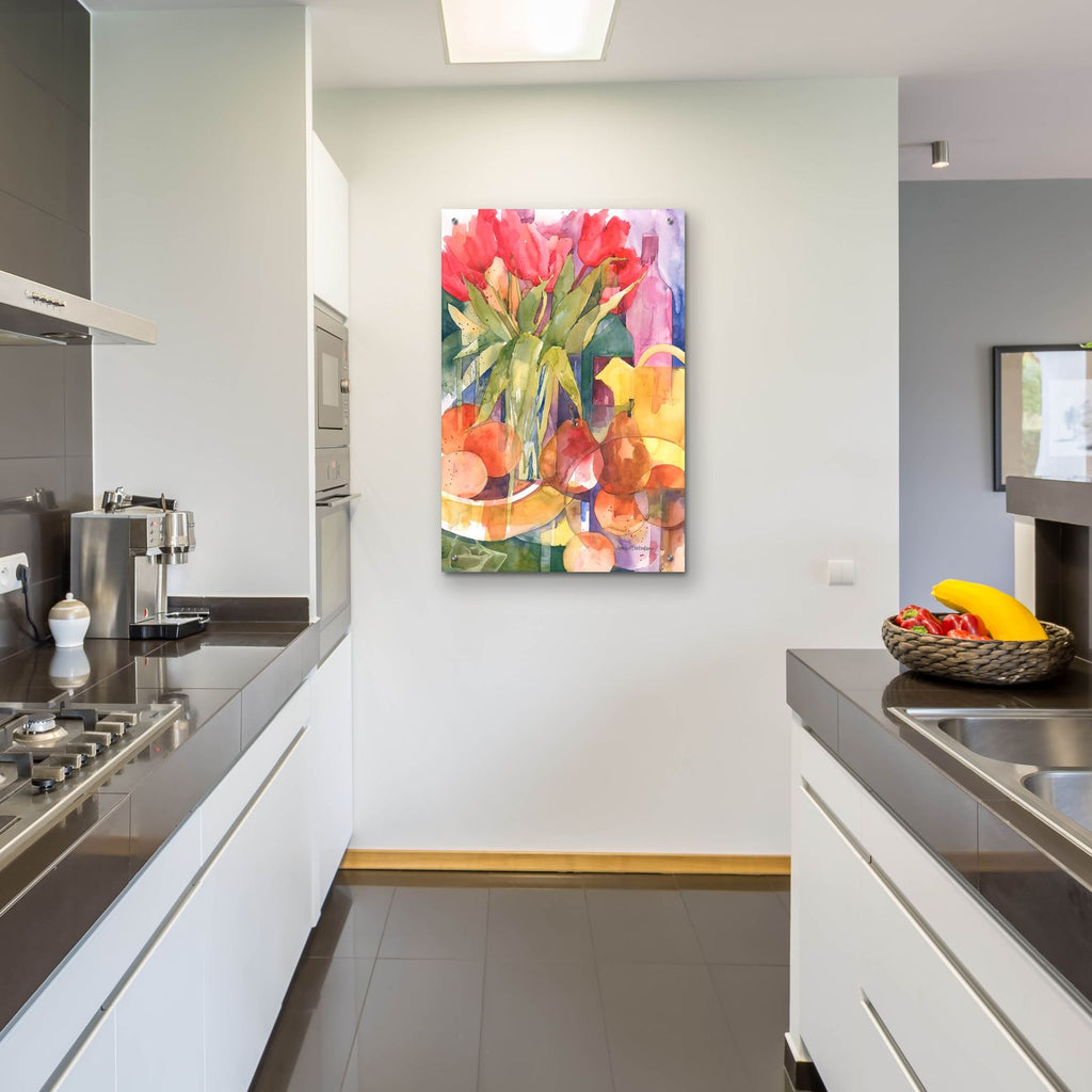 Tabletop Tulips by Annelein Beukenkamp - 24x36 acrylic wall art in a room