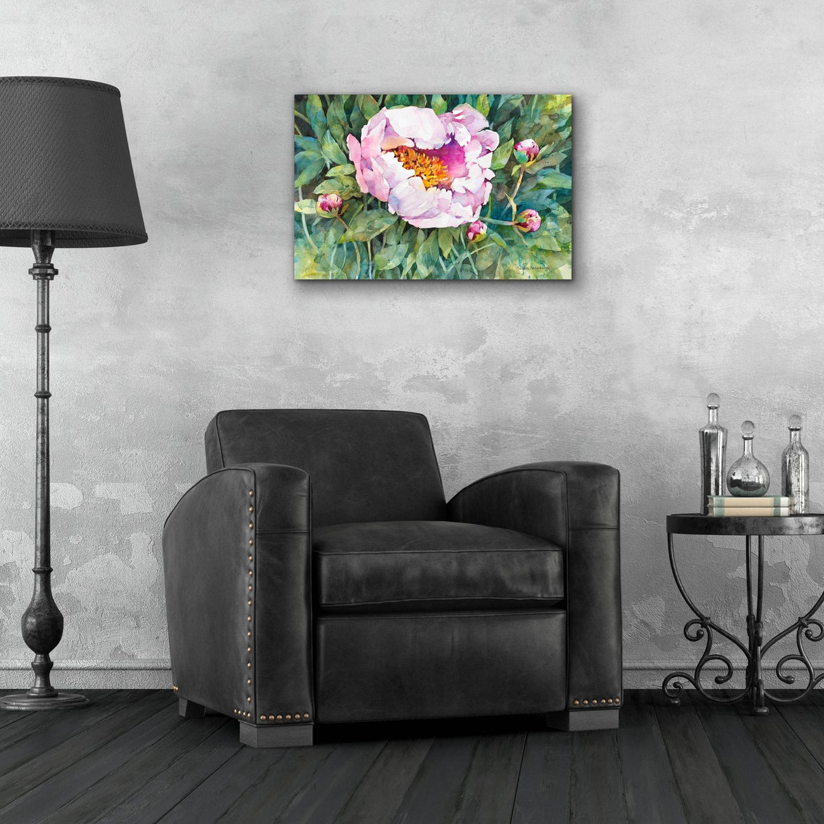 The Pleasure Of Peonies by Annelein Beukenkamp - 24x16 acrylic wall art in a room