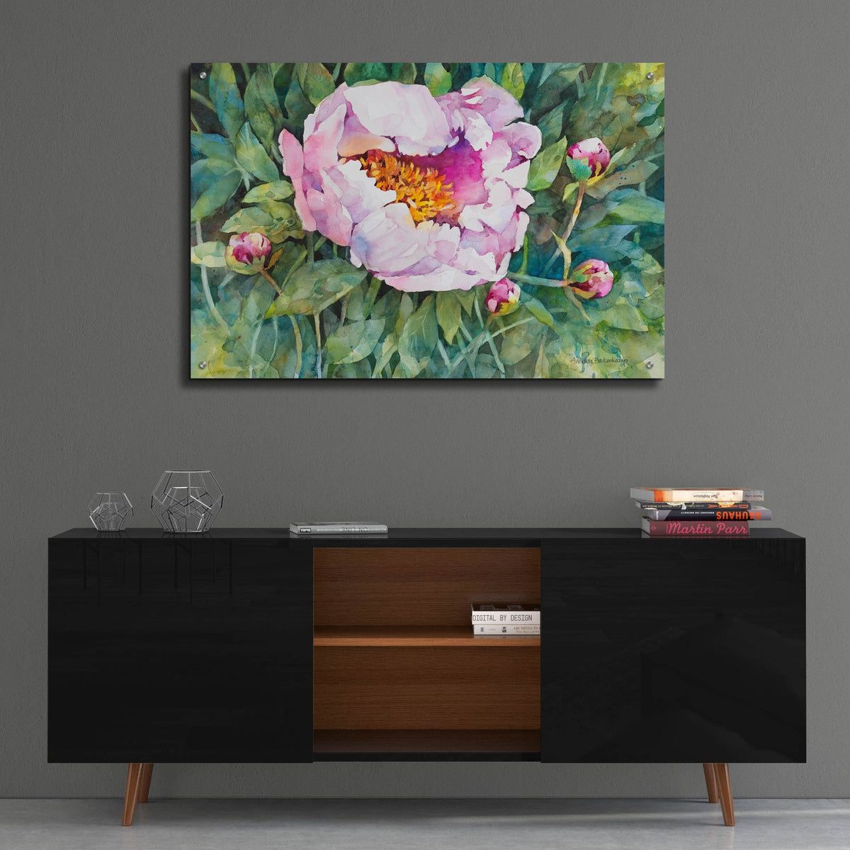 The Pleasure Of Peonies by Annelein Beukenkamp - 36x24 acrylic wall art in a room