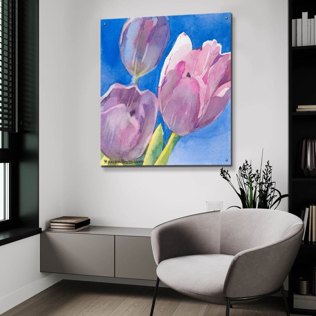 Triplets by Annelein Beukenkamp - 36x36 acrylic wall art in a room