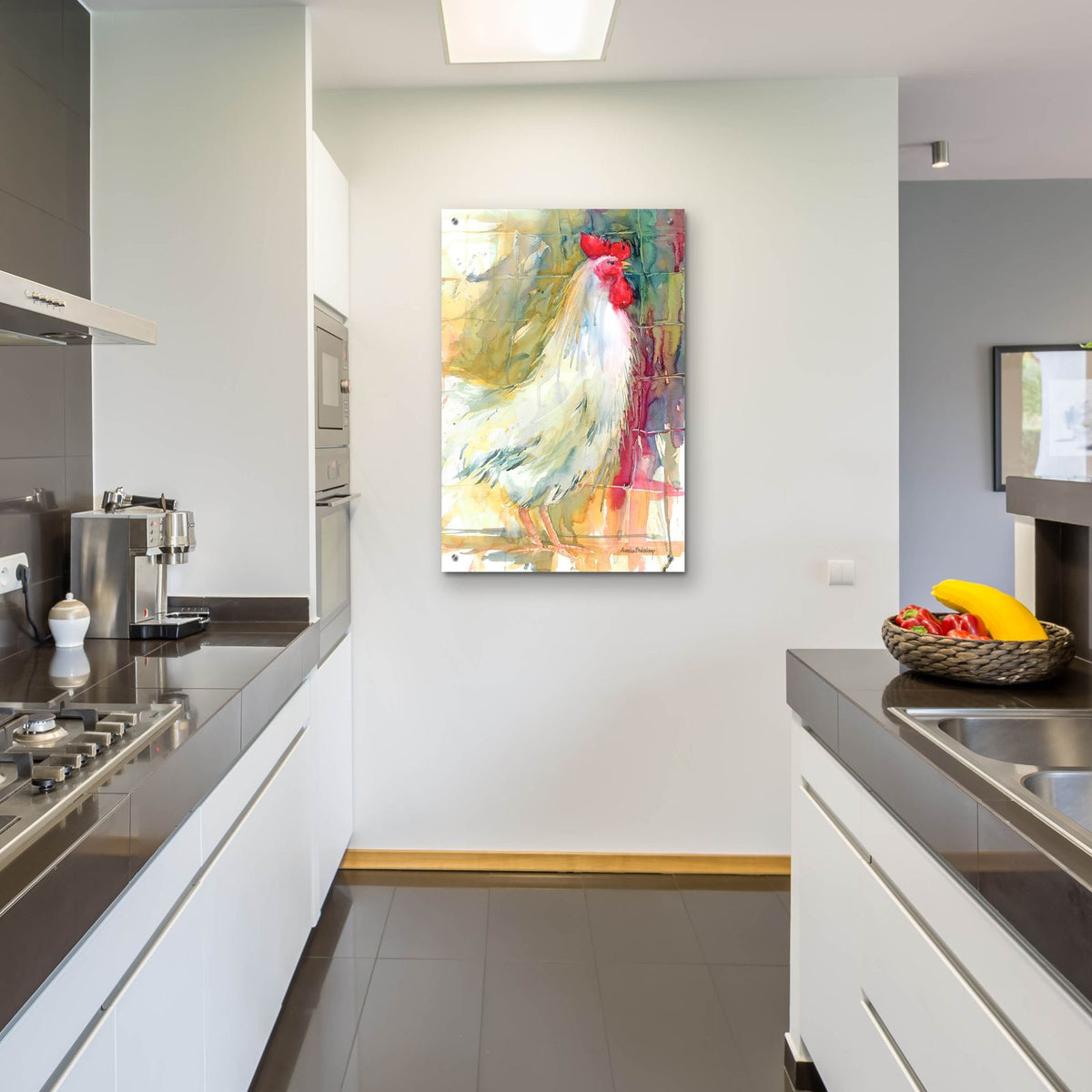 White Rooster by Annelein Beukenkamp - 24x36 acrylic wall art in a room