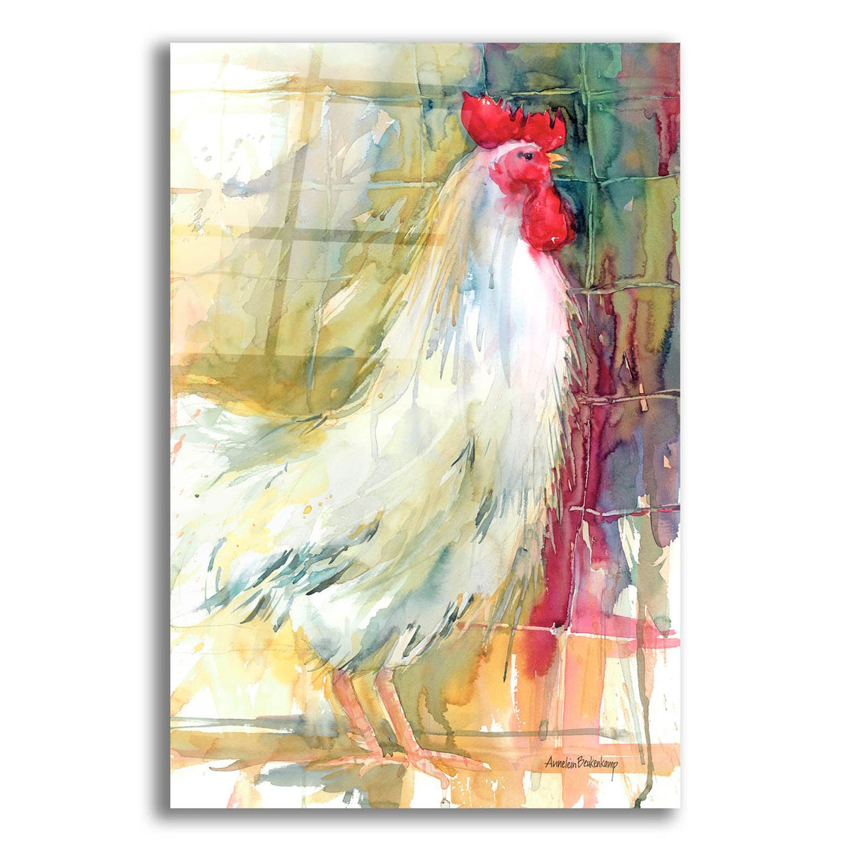 White Rooster by Annelein Beukenkamp acrylic glass wall art