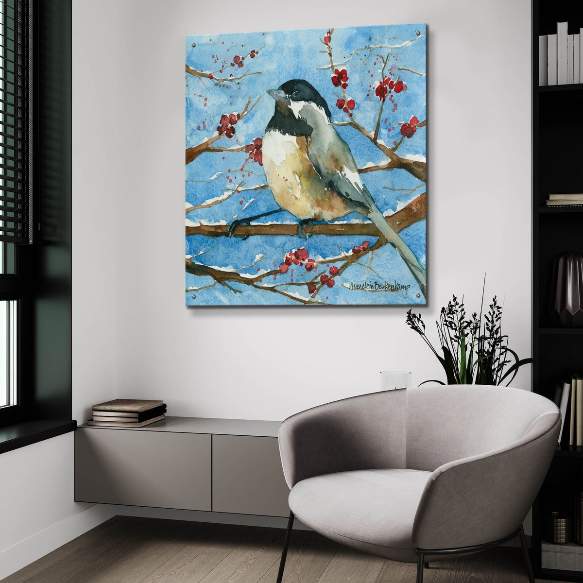 Winter Acrobat by Annelein Beukenkamp - 36x36 acrylic wall art in a room