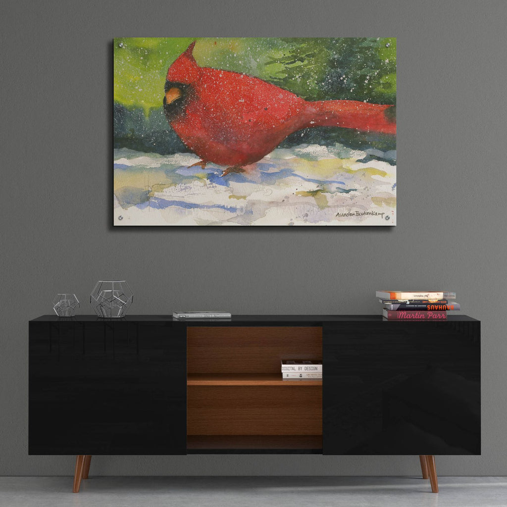 Winter Cardinal by Annelein Beukenkamp - 36x24 acrylic wall art in a room