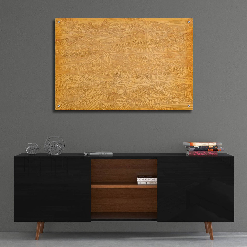 A Land Linked In Lines by Art Licensing Studio - 36x24 acrylic wall art in a room