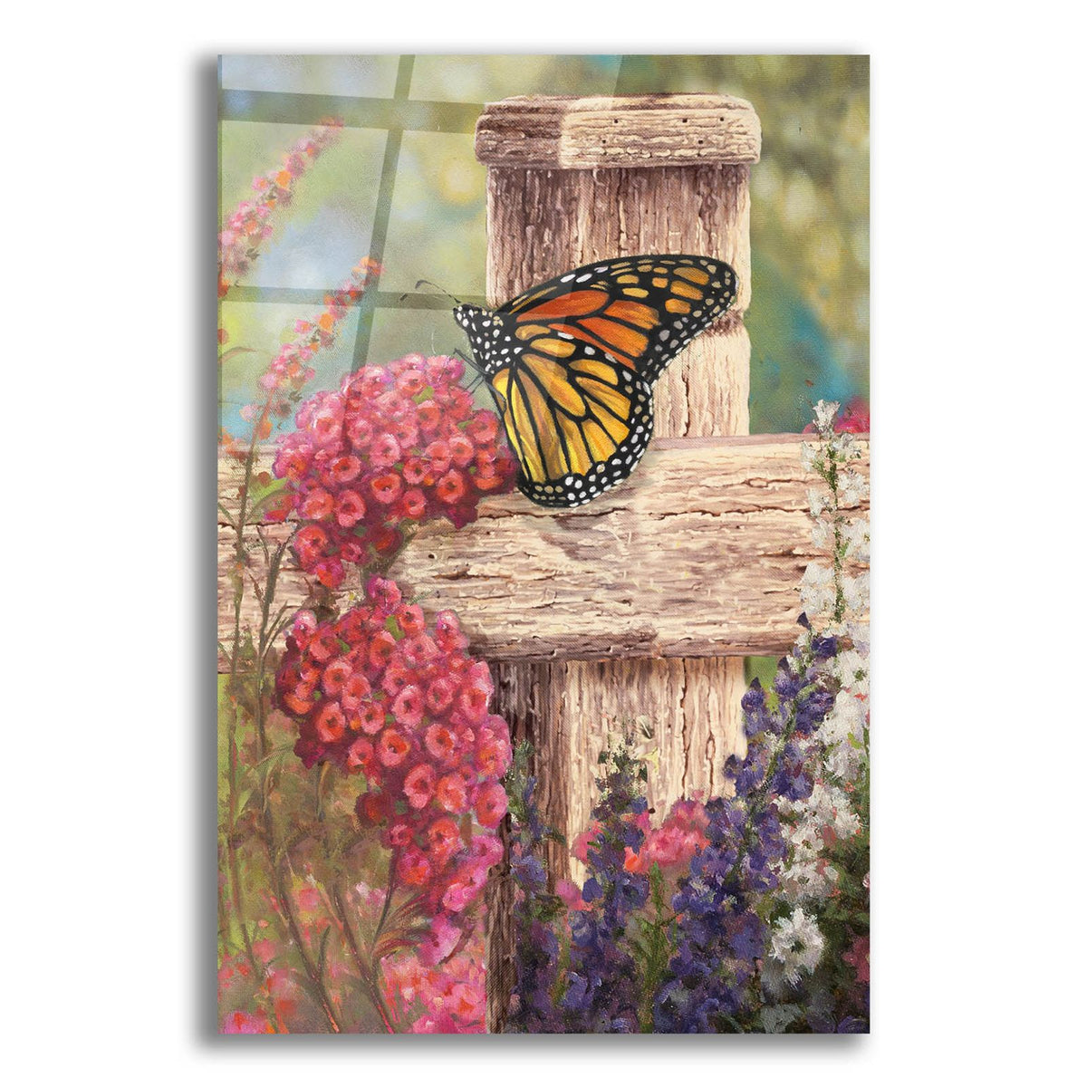Butterfly And Fence Cross by Art Licensing Studio acrylic glass wall art