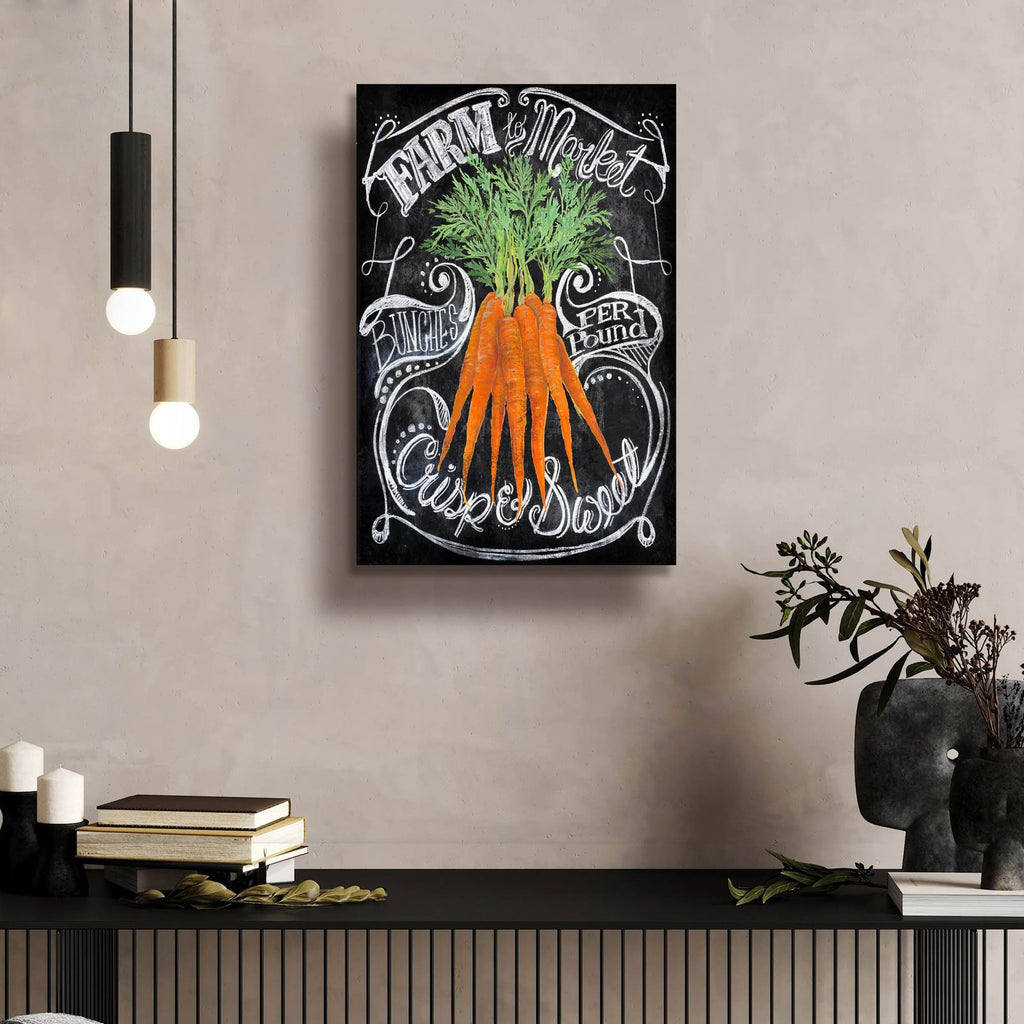 Chalkboard Carrots by Art Licensing Studio - 16x24 acrylic wall art in a room