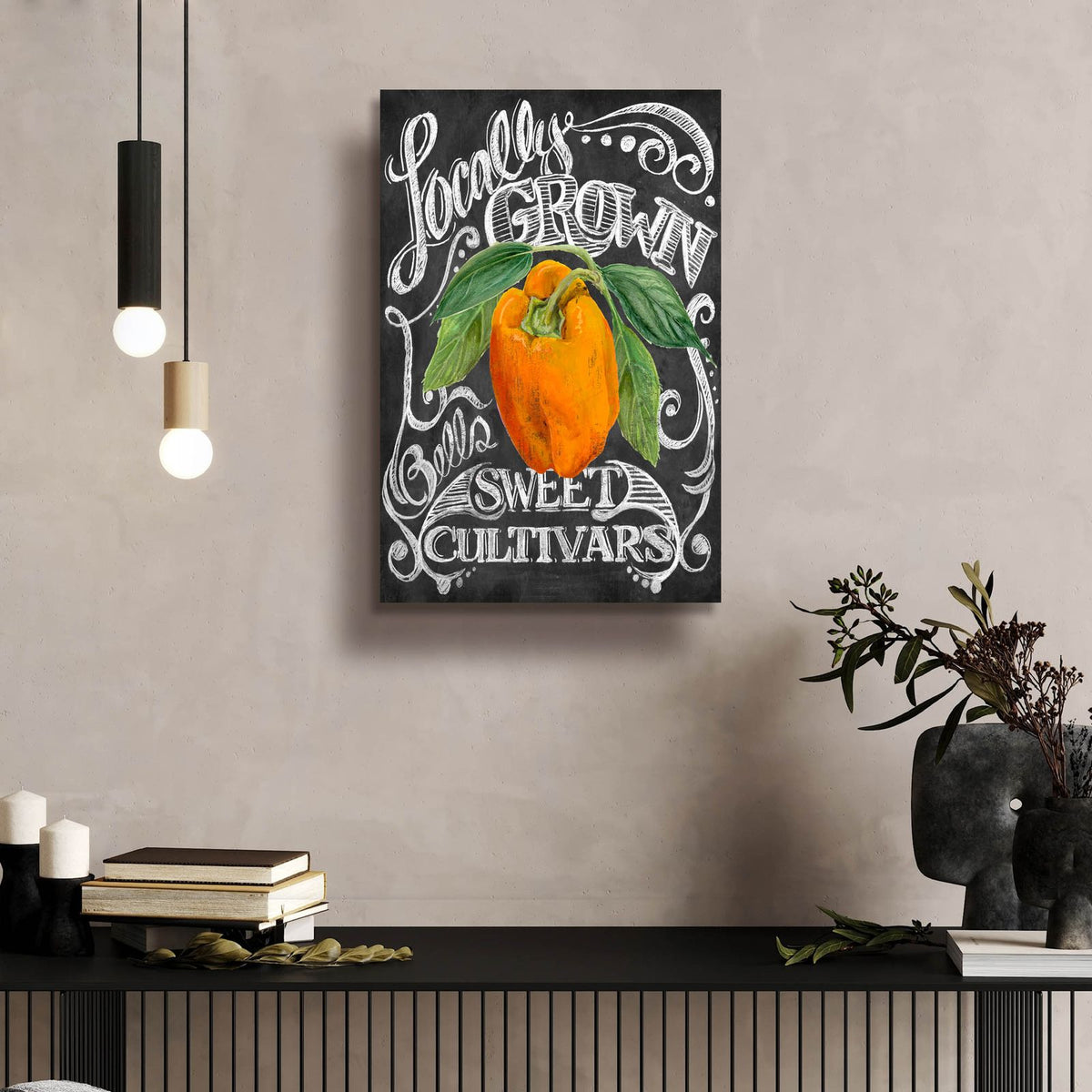 Chalkboard Pepper by Art Licensing Studio - 16x24 acrylic wall art in a room