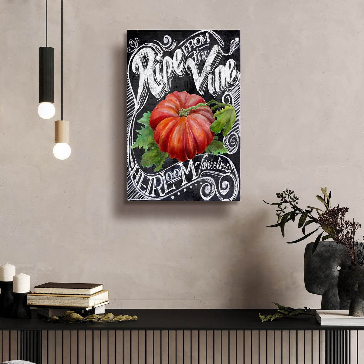 Chalkboard Tomato by Art Licensing Studio - 16x24 acrylic wall art in a room
