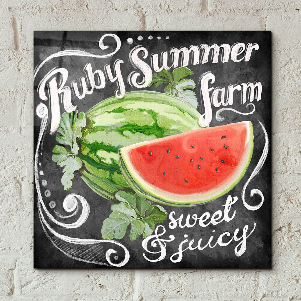 Chalkboard Watermelon by Art Licensing Studio - 12x12 acrylic wall art in a room