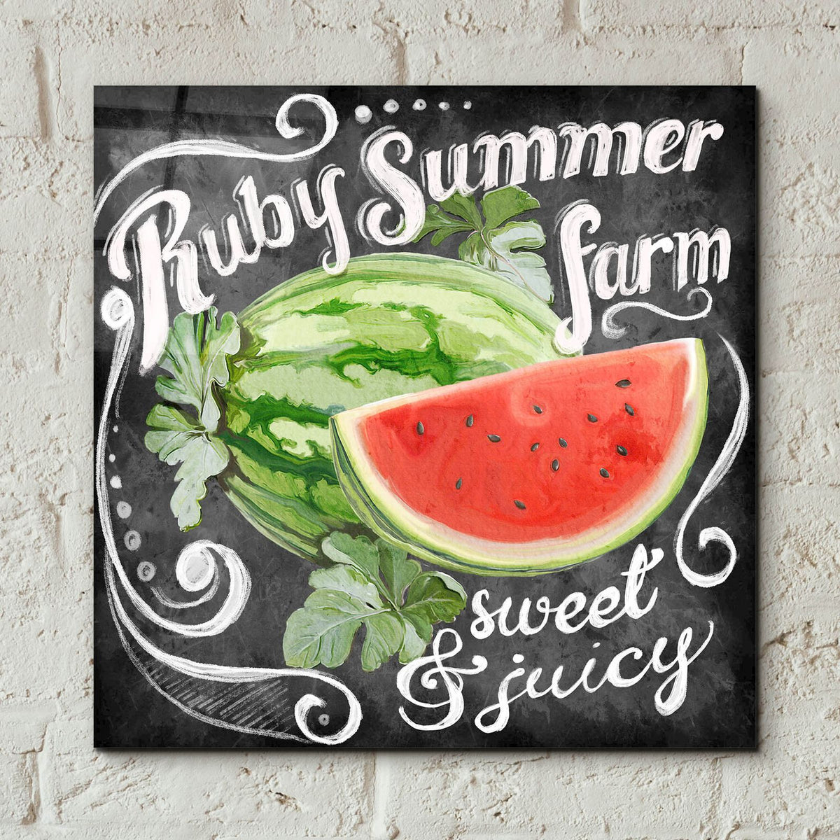 Chalkboard Watermelon by Art Licensing Studio - 12x12 acrylic wall art in a room