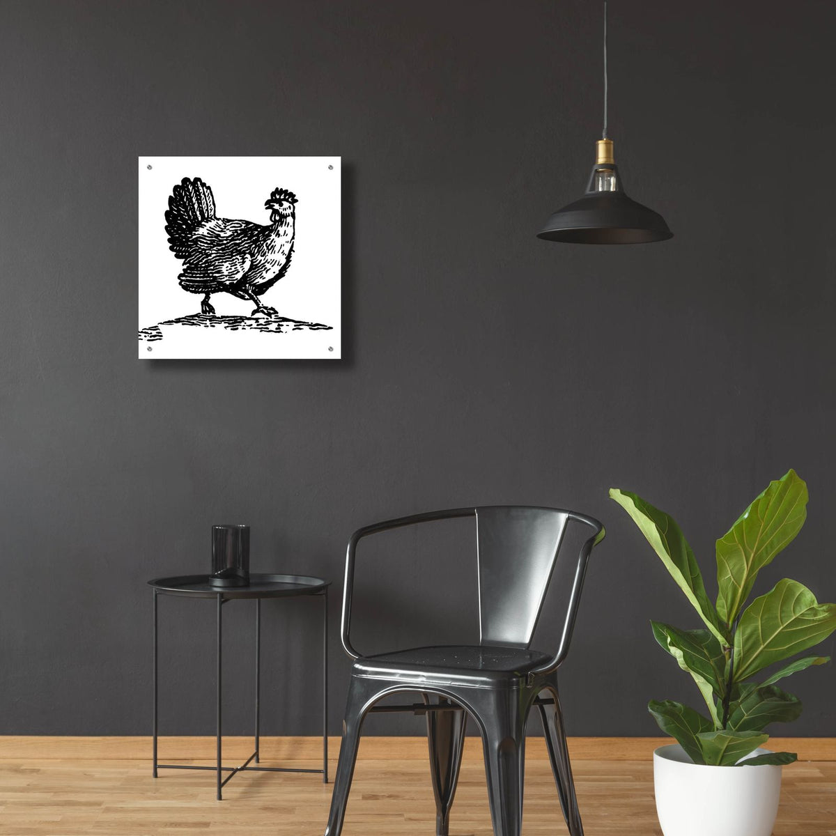 Chicken Astray by Art Licensing Studio - 24x24 acrylic wall art in a room