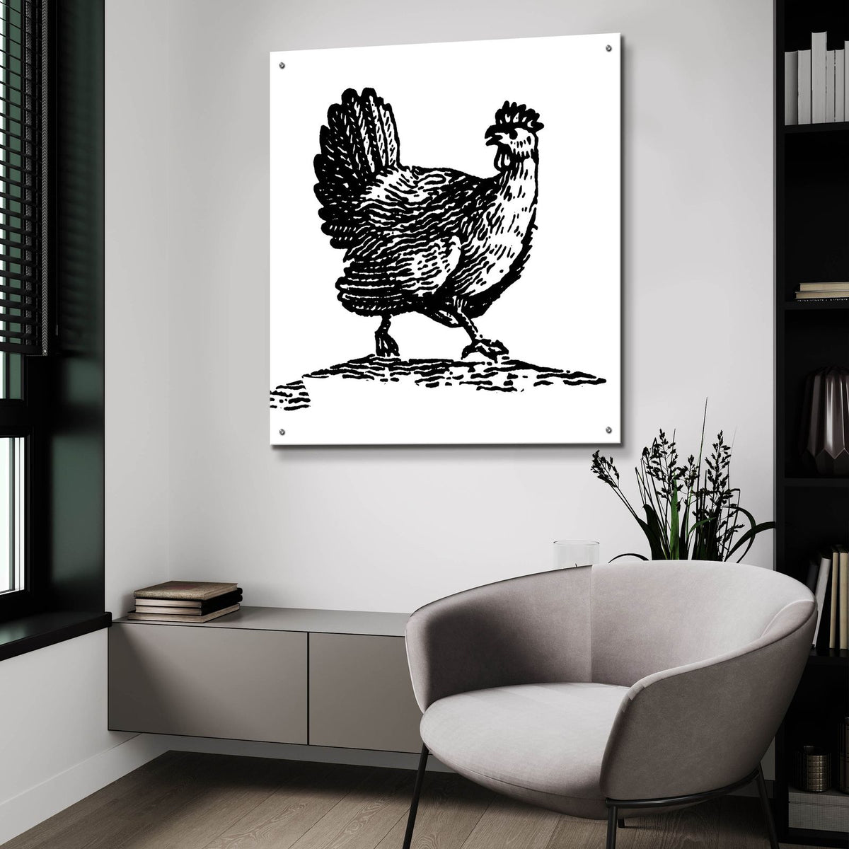 Chicken Astray by Art Licensing Studio - 36x36 acrylic wall art in a room