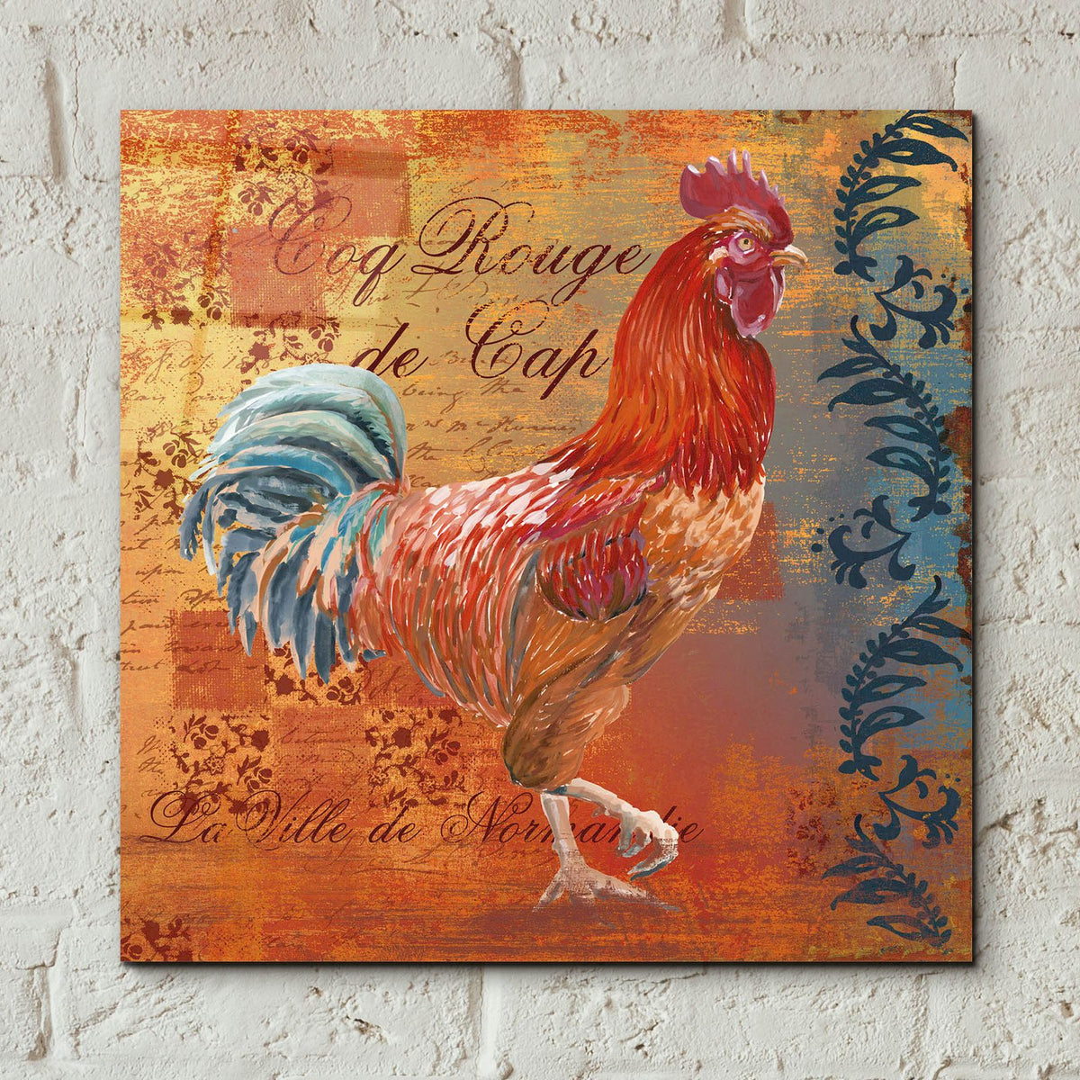 Coq Motifs 4 by Art Licensing Studio - 12x12 acrylic wall art in a room