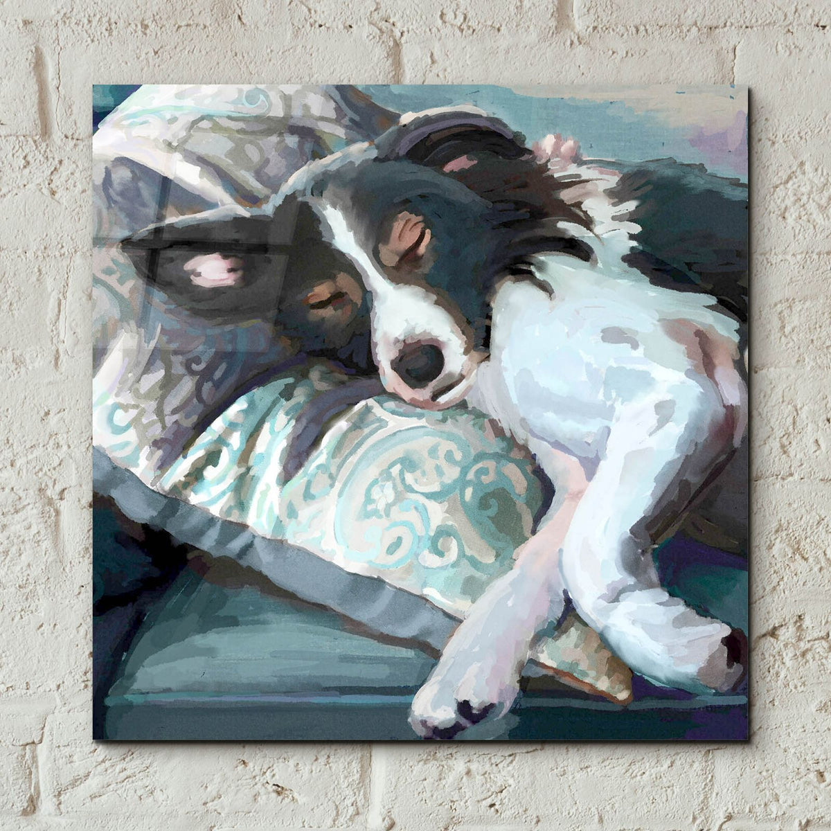 Couch Collie by Art Licensing Studio - 12x12 acrylic wall art in a room