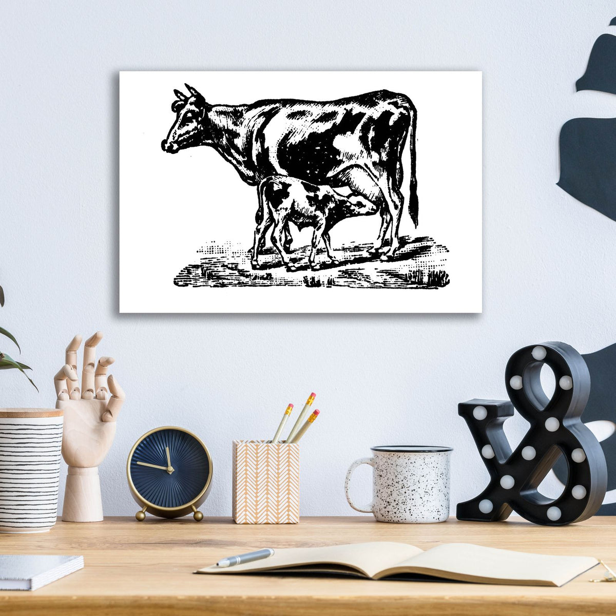 Cow And Calf by Art Licensing Studio - 16x12 acrylic wall art in a room