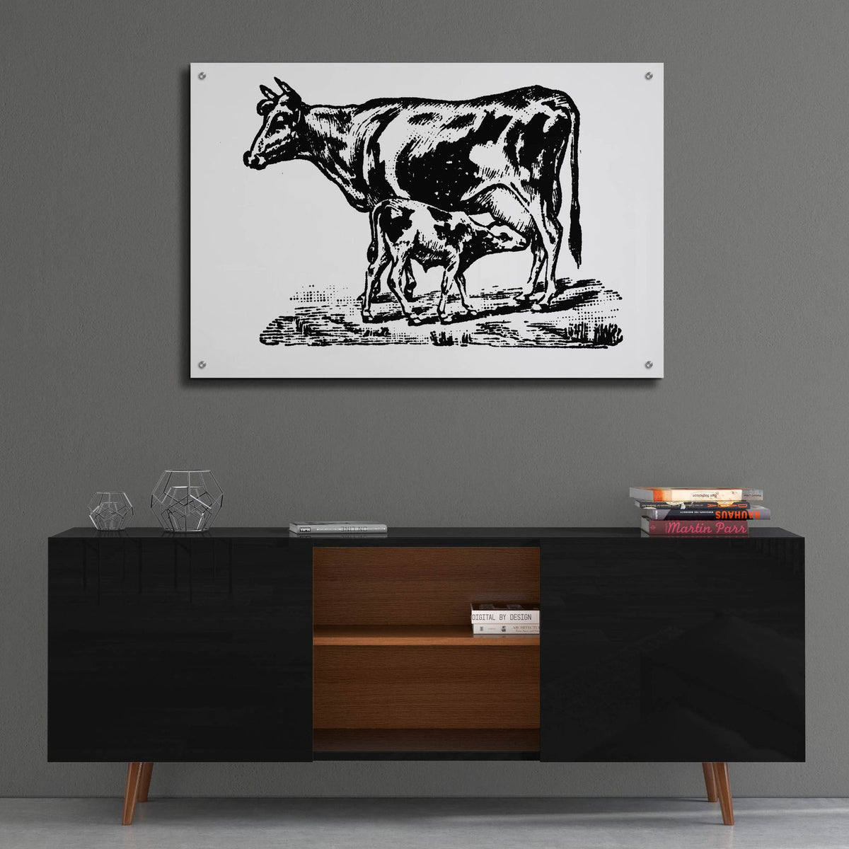 Cow And Calf by Art Licensing Studio - 36x24 acrylic wall art in a room