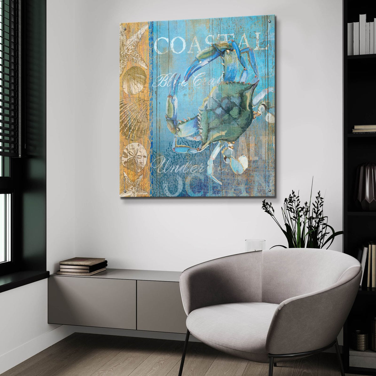 Crab And Sea by Art Licensing Studio - 36x36 acrylic wall art in a room