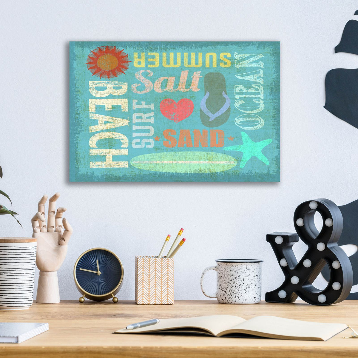 Day At The Beach by Art Licensing Studio - 16x12 acrylic wall art in a room
