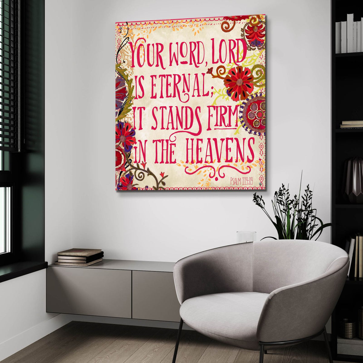 Delecor Psalm 1 by Art Licensing Studio - 36x36 acrylic wall art in a room