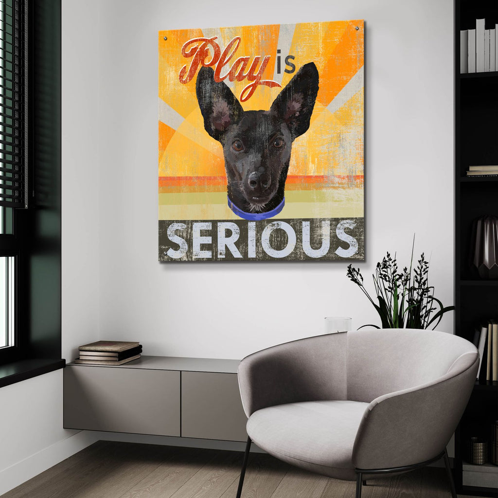 Dog Days - Llittle Black Pup by Art Licensing Studio - 36x36 acrylic wall art in a room