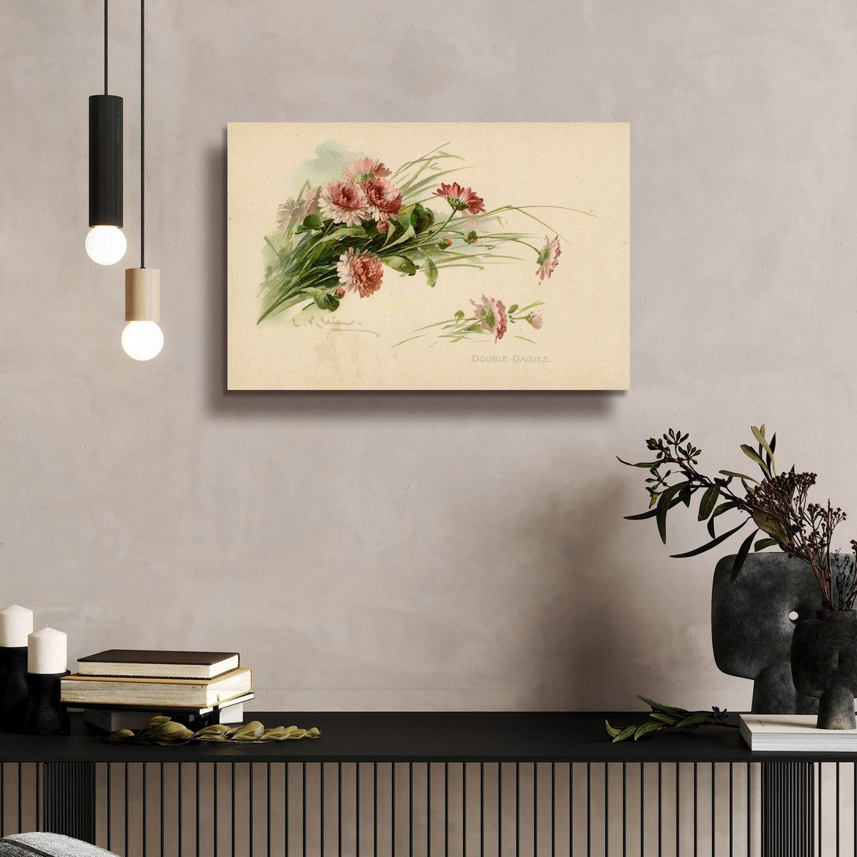 Double Daisies Color by Art Licensing Studio - 24x16 acrylic wall art in a room