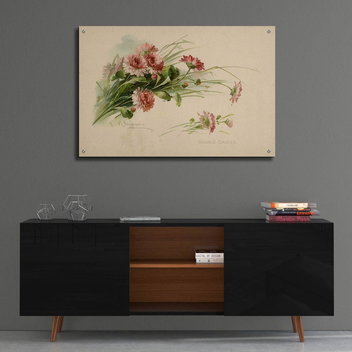 Double Daisies Color by Art Licensing Studio - 36x24 acrylic wall art in a room