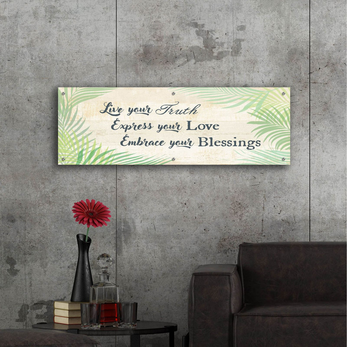 Embrace Your Blessings by Art Licensing Studio - 48x16 acrylic wall art in a room