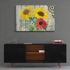 Farm Seed Sunflowers by Art Licensing Studio - 36x24 acrylic wall art in a room
