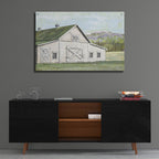 Field Barn In Spring by Art Licensing Studio - 36x24 acrylic wall art in a room