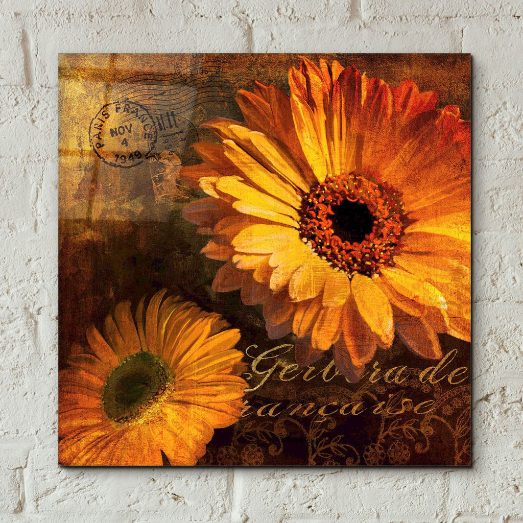 Golden Gerbera 4 by Art Licensing Studio - 12x12 acrylic wall art in a room