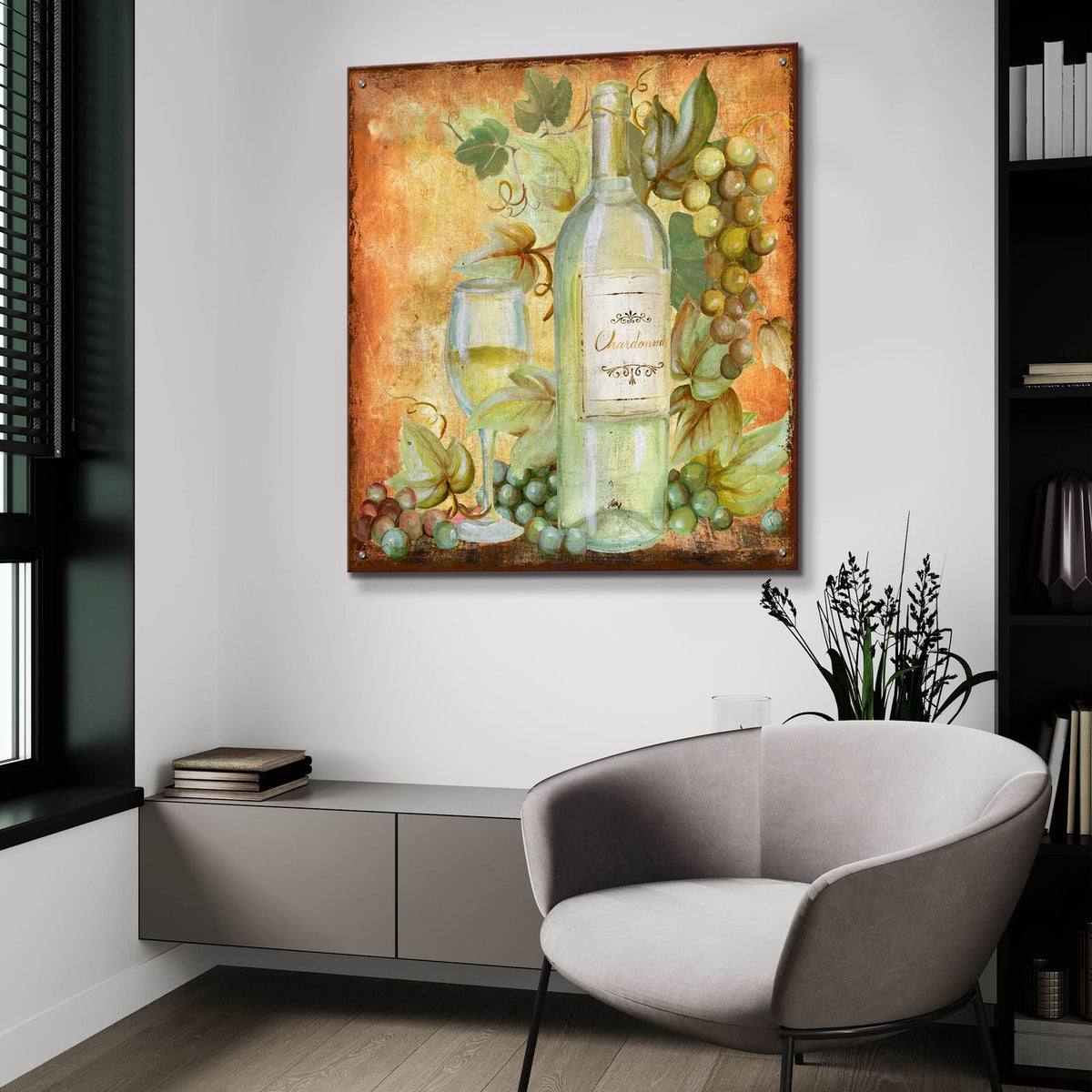 Grapevine & Wine White by Art Licensing Studio - 36x36 acrylic wall art in a room