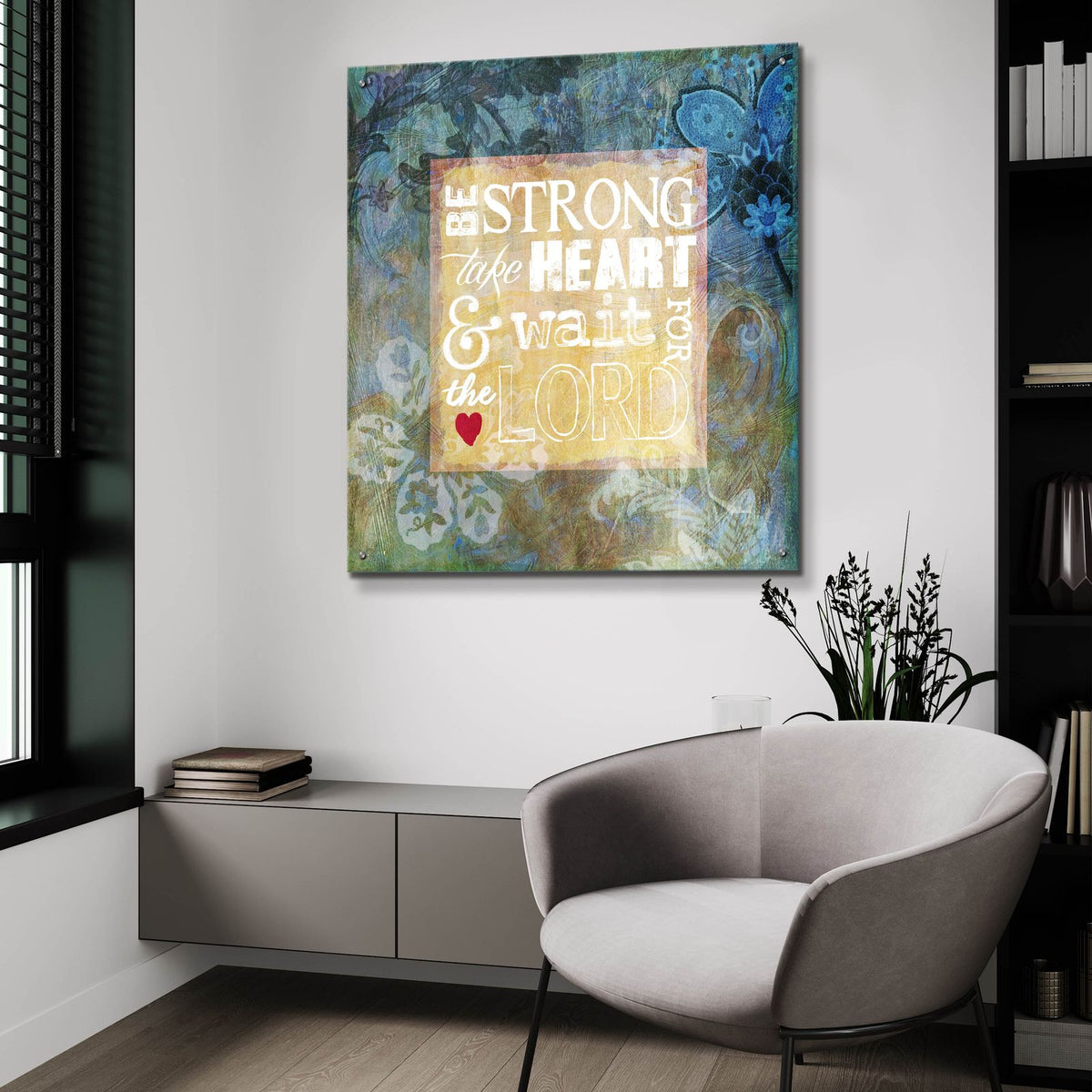 Heart Psalm 1 by Art Licensing Studio - 36x36 acrylic wall art in a room