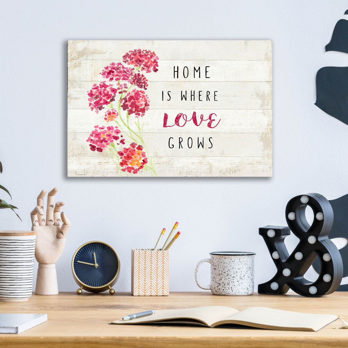 Home Love by Art Licensing Studio - 16x12 acrylic wall art in a room