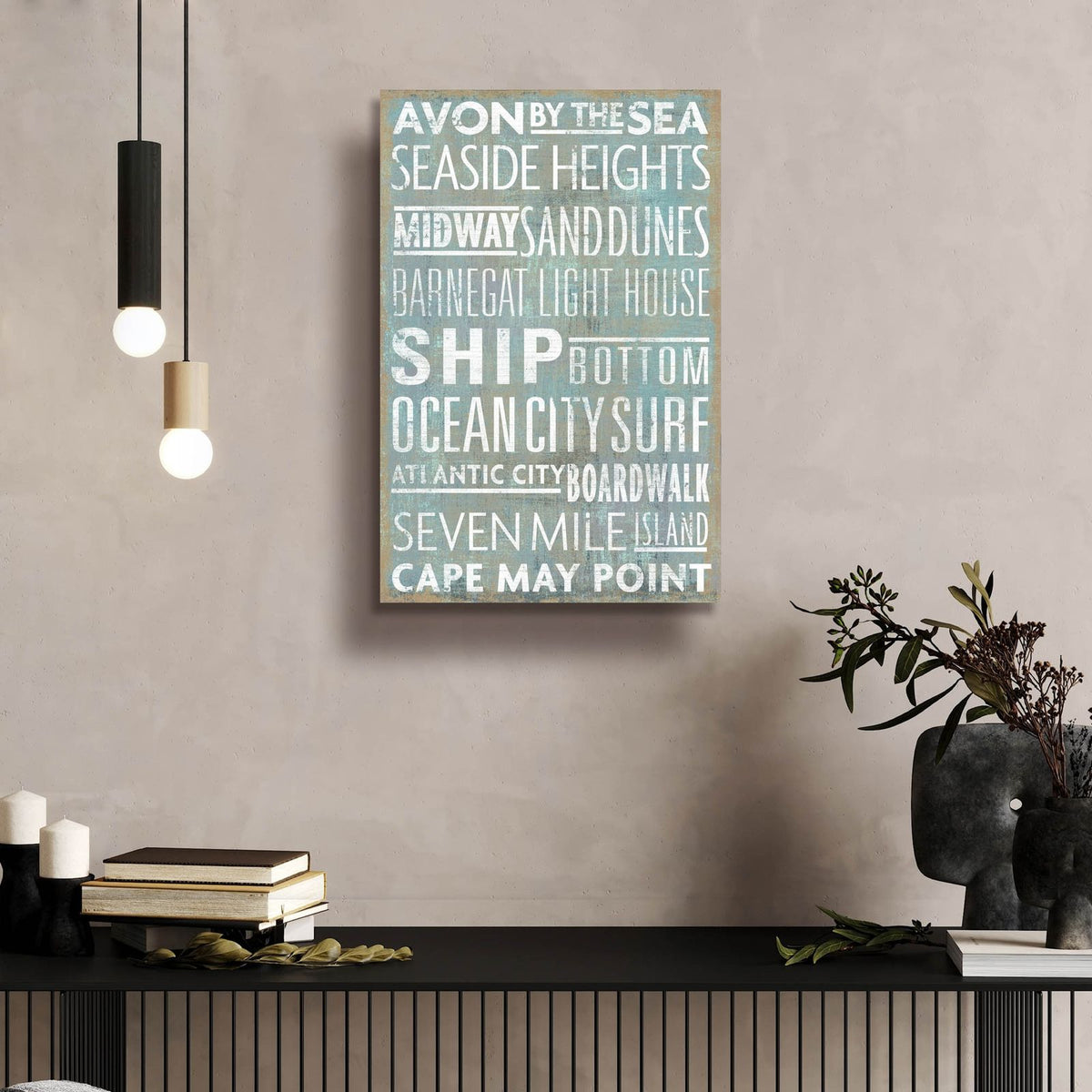 Jersey Shore Sites by Art Licensing Studio - 16x24 acrylic wall art in a room