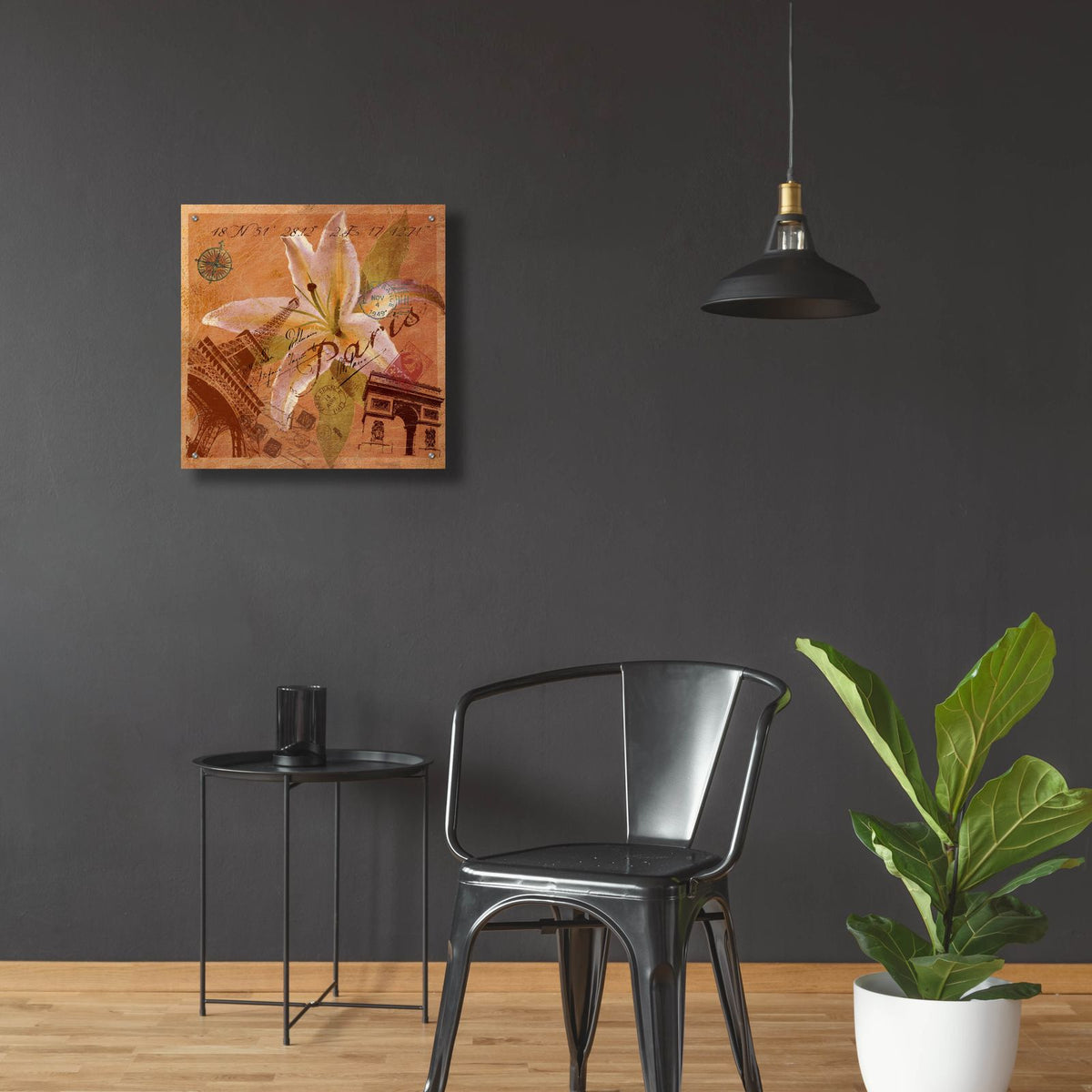 Latitude And Longitude Travel To Paris by Art Licensing Studio - 24x24 acrylic wall art in a room