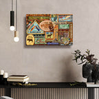 Lodge Sign Collage by Art Licensing Studio - 24x16 acrylic wall art in a room