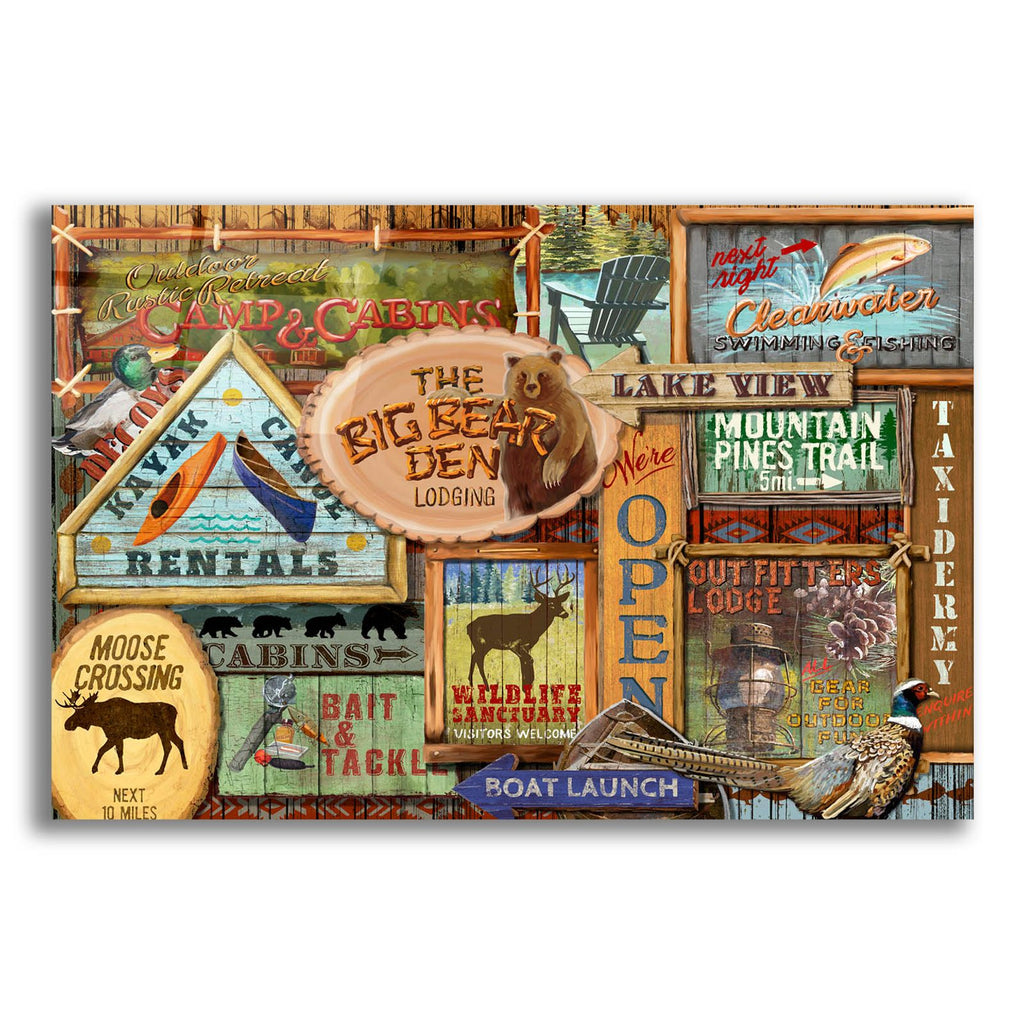 Lodge Sign Collage by Art Licensing Studio acrylic glass wall art